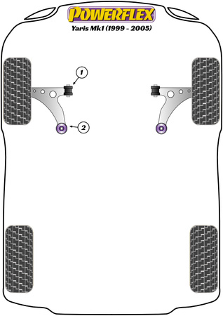 PowerAlign dőlésszögű csavarkészlet (14 mm) Powerflex poliuretán szilent road+black Toyota Yaris/Vitz Mk1 (1999-2005) PFA100-14