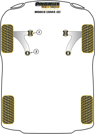 Front Arm Rear Bush Caster Offset Powerflex Polyurethane Bush Black Series Renault Modus (2004-2012) PFF60-902GBLK