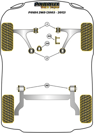 Lower Engine Mount Insert Powerflex Polyurethane Bush Black Series Fiat Panda Gen 2 169 2WD (2003-2012) PFF16-520BLK