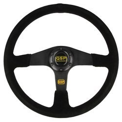 Kierownica zamszowa QSP 3 ramienna 380mm płaska