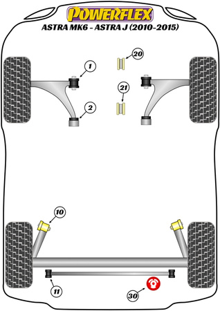 Tylna tuleja przedniego wahacza Powerflex Road Series Vauxhall / Opel ASTRA MODELS & Astra MK6 - Astra J (2010 - 2015)\Astra MK6 - Astra J (2010 - 2015)  PFF80-1402