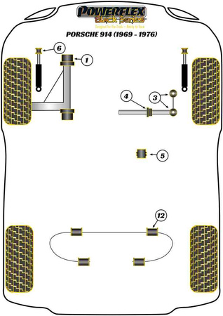 Hátsó stabilizátor persely 16mm Powerflex poliuretán szilent Black Series Porsche 914 (1970 - 1976) PFR57-412-16BLK