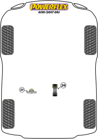 Alacsonyabb nyomatéktartó - Út Powerflex poliuretán szilent Road Series Alpine A110 (2017 on) PFF60-8026