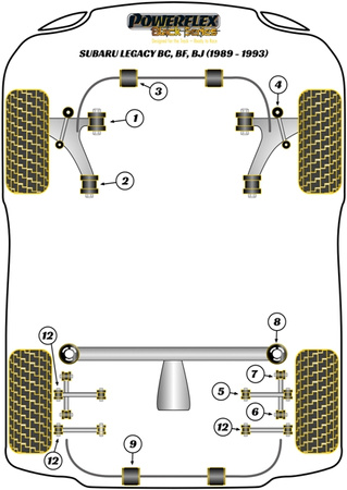 Front Anti Roll Bar To Chassis Bush 19mm Powerflex Polyurethane Bush Black Series Subaru Legacy Legacy BC, BF, BJ (1989 - 1993) PF69-303-19BLK