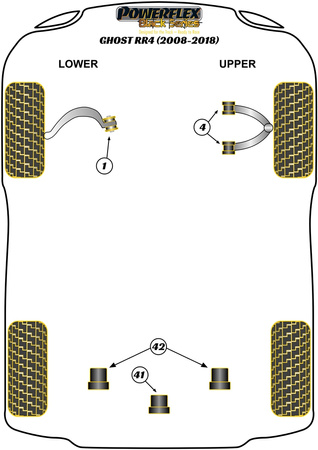 Galinio diferencialo galinė tvirtinimo įvorė Powerflex poliuretano įvorė Black Series Rolls-Royce Ghost RR4 (2008 - 2018 ) PFR5-6031BLK
