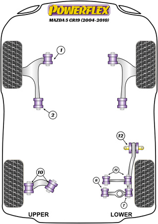 Rear Lower Track Control Arm Outer Bush Powerflex Polyurethane Bush Road Series Mazda Mazda 5 CR19 (2004 - 2010) PFR19-807