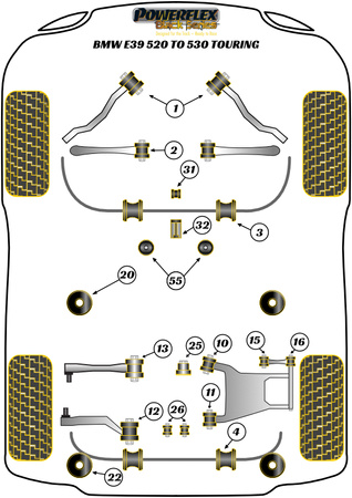 Tylna tuleja drążka stabilizatora 14mm Powerflex Black Series BMW 5 Series & E39 (1996 - 2004)\E39 520 to 530 Touring PFR5-504-14BLK