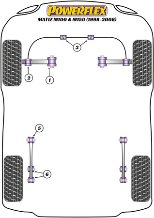 Zewnętrzna tuleja przedniego wahacza poprzecznego Powerflex Road Series Chevrolet Matiz M100 & M150 (1998-2008) PFF73-202