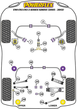 Tylna tuleja drążka stabilizatora 13mm Powerflex Road Series BMW 3 Series & E90, E91, E92 & E93 (2005-2013)\E9* xDrive PFR5-4609-13