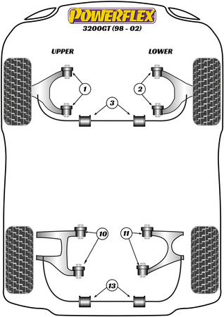 Rear Lower Wishbone Inner Bush Powerflex Polyurethane Bush Road Series Maserati 3200GT (1988 - 2002) PF17-402