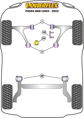 Zestaw śrub regulacji kąta pochylenia PowerAlign (10mm) Powerflex road+black Fiat Panda & Gen 2 169 2WD (2003-2012) PFA100-10