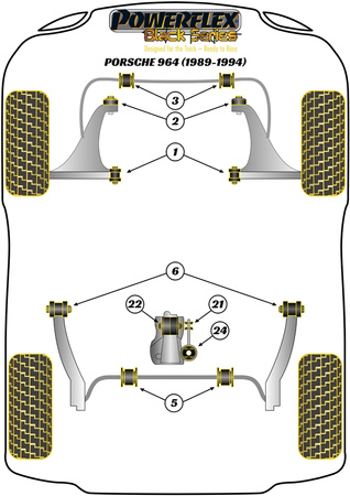 Hátsó stabilizátor persely 22mm Powerflex poliuretán szilent Black Series Porsche 911 964 (1989 - 1994) PFF57-209-22BLK