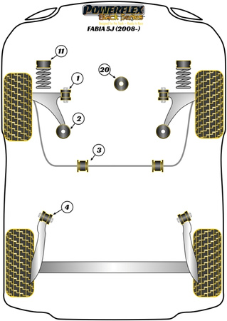 Priekinė svirtis Galinė įvorė Powerflex poliuretano įvorė Black Series Skoda Fabia Models Fabia 5J (2008 - 2014) PFF85-1202BLK