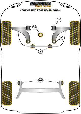Front Wishbone Front Bush Powerflex Polyurethane Bush Black Series Seat Leon Models Leon Mk4 KL Incl. Cupra (2020 on) Leon KL Rear Beam PFF85-501BLK