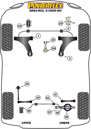 Obere Motorhalterung Buchsenbegrenzer Powerflex Polyurethanbuchse Road Series Hyundai Kona inc N (2018 on) PFF26-125
