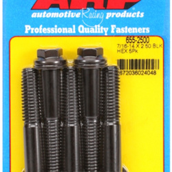 ARP "7/16""-14 X 2.500 hex 1/2 wrenching black oxide bolts" 5pcs