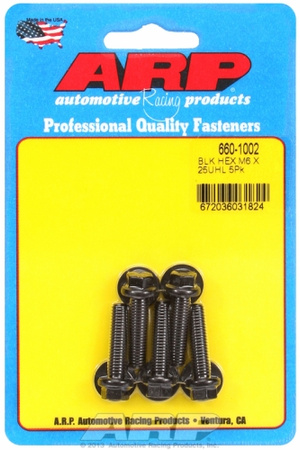 ARP M6 x 1.00 x 25 hex black oxide bolts (5pcs)