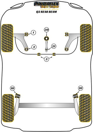 Alacsonyabb nyomatékú kis persely Powerflex poliuretán szilent Black Series Audi Q2 (2017 - On) Q2 2WD REAR BEAM PFF3-1326BLK