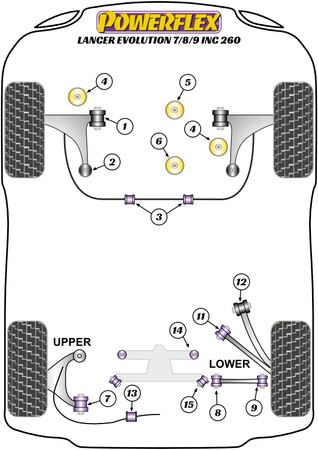 Vordere untere Differentialhalterung (Spur) Powerflex Polyurethanbuchse Road Series Mitsubishi Lancer Evolution VII, VIII & IX inc 260 (2001 - 2007) PFF44-108