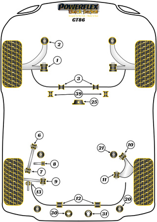 Front Arm Front Bush Caster Adjust Powerflex Polyurethane Bush Black Series Toyota 86 / GT86 (2012 on) PFF69-802GBLK