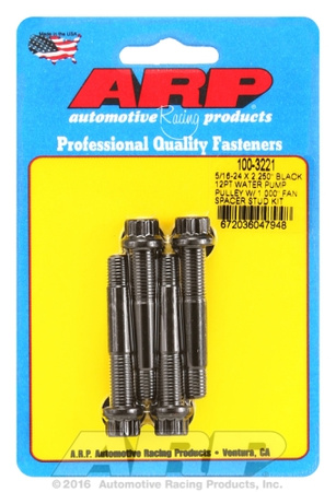 ARP 5/16-24x2.250 black 12pt WP pully w/1.000" fan spcr stud
