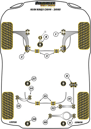 Alsó motortartó kis persely  Powerflex poliuretán szilent Black Series Audi Q3 / RSQ3 Q3 / RSQ3 8U (2012 - 2018) RSQ3 8U PFF3-905BLK