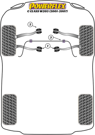 Priekinė apsauga nuo riedėjimo strypo vidinė įvorė 21mm Powerflex poliuretano įvorė Road Series Mercedes-Benz C-CLASS W203/S203 (2000-2007) PFF40-503-21