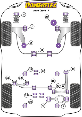 Vordere Federbein Top Mount Buchse Powerflex Polyurethanbuchse Road Series Audi A1 / S1 (2010 on) S1 8X (2015 on) PFF85-430