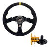 Steering wheel sport suede 350mm flat IRP + Steering wheel hub Quick Release IRP black gold