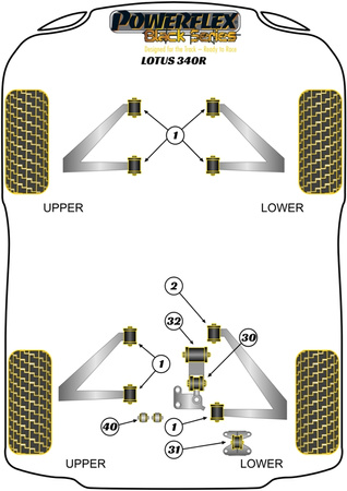 Lower Engine Sump Mount Bush Powerflex Polyurethane Bush Black Series Lotus 340R (2000) PFR34-231BLK