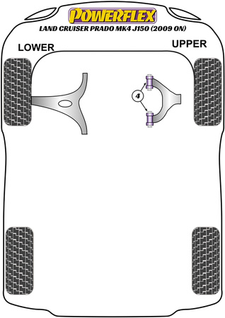 Vordere obere Querlenkerbuchse Powerflex Polyurethanbuchse Road Series Toyota Land Cruiser Prado J150 (2009 -) PFF76-804