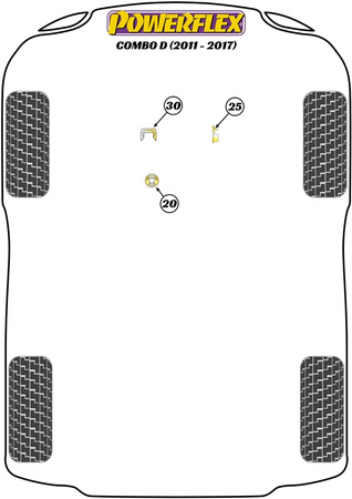 Upper Engine Mount Insert (Diesel) Powerflex Polyurethane Bush Road Series Vauxhall / Opel Combo Models Combo D (2011 - 2017) PFF1-1125R
