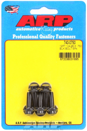ARP "1/4""-28 x .750 12pt black oxide bolts" (5pcs)