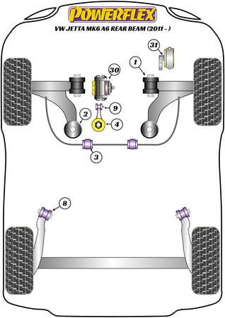 Przednia tuleja przedniego wahacza z regulacją kąta pochylenia Powerflex Road Series Volkswagen Jetta Models & Jetta MK6 A6 (2011 - 2018)\Jetta MK6 A6 Rear Beam (2011 - 2018) PFF85-501G