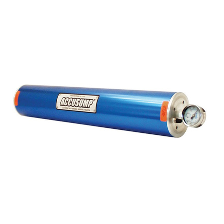 Accusump oil pressure accumulator tank with electric valve