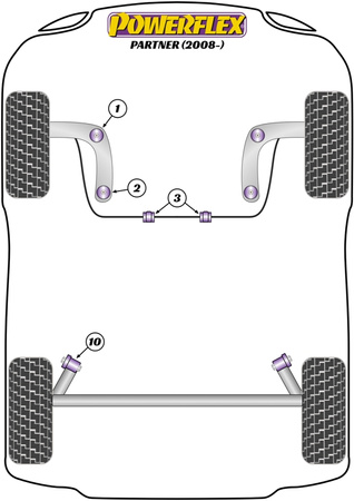 Első stabilizátor persely 24mm Powerflex poliuretán szilent Road Series Peugeot Partner / Ranch Models Partner II (2008-2018) PFF50-603-24