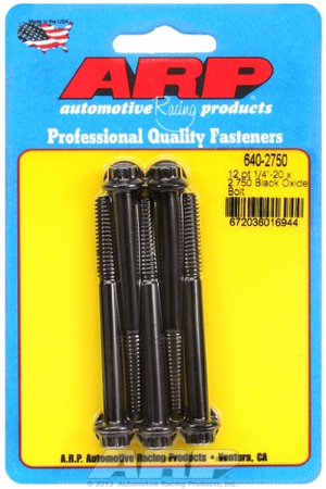 ARP "1/4""-20 x 2.750 12pt black oxide bolts" (5pcs)