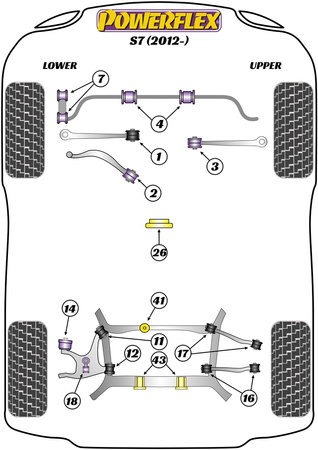 Tylna tuleja dolnego tylnego wahacza Powerflex Road Series Audi A7 / S7 / RS7 & A7 / S7 / RS7 4G8 (2012 - 2018)\S7 (2012 - 2017)  PFR3-712