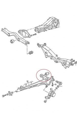 Hátsó alsó kar belső persely MPBS: 0601022 Audi 100 C3, C4, 200 Quattro, A6 C4 V8 Quattro