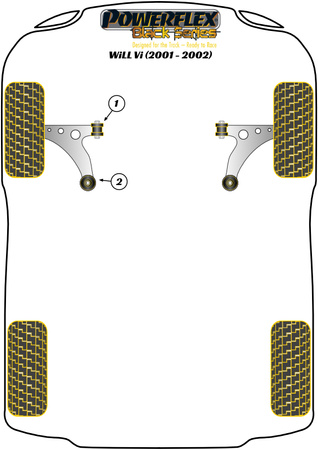 Front Wishbone Front Bush  Powerflex Polyurethane Bush Black Series Toyota WiLL Vi (2001 - 2002) PFF12-701BLK