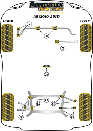Przednia tuleja łącznika drążka stabilizatora  Powerflex Black Series Audi A8 / S8 & A8 / S8 D4 (2010 - 2017)\S8 Quattro (2010 - 2017) PFF3-213BLK