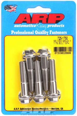 ARP "3/8""-24 x 1.750 hex 7/16 wrenching SS bolts" (5pcs)