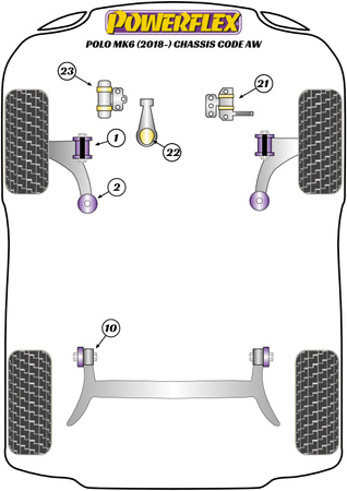 Querlenker Hinterradbuchse, Nachlauf verstellbar Powerflex Polyurethanbuchse Road Series Volkswagen Polo Polo MK6 AW Inc. GTI (2018 - ) PFF3-902G