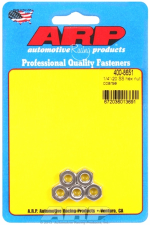 ARP "1/4""-20 SS coarse hex nut kit" (5pcs)