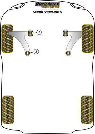 Első kar hátsó persely görgő eltolása  Powerflex poliuretán szilent Black Series Nissan NV200 (2009-2017) PFF60-902GBLK