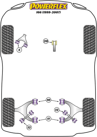 Przednia tuleja tylnego wahacza Powerflex Road Series Alfa Romeo 166 (1999-2007) PFR1-910