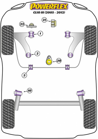 Polyurethan buchsen Powerflex Nissan Micra Models - Micra (K12) MK3 (2003-2009) PFF60-803-20.5 Nummer im Diagramm: 3