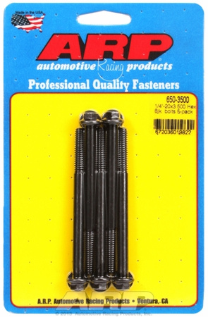 ARP "1/4""-20 X 3.500 hex black oxide bolts" (5pcs)