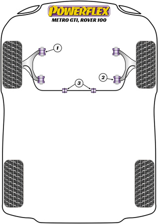Front Anti-Roll Bar Inner Mount Powerflex Polyurethane Bush Road Series Rover Metro / 100 (1990 - 1998) PFF63-215
