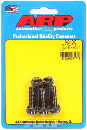 ARP "1/4""-28 x 1.000 12pt black oxide bolts" (5pcs)